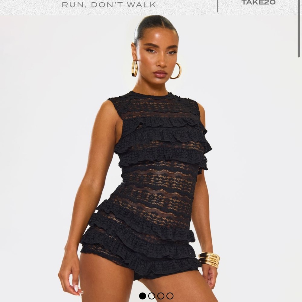 Ego women’s grill Black Lace Ruffle Mini romper